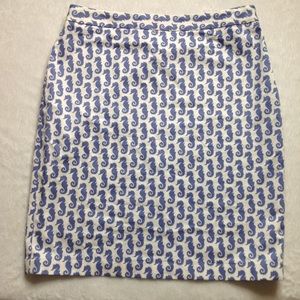 Brooks Brothers 346 Seahorse Print Pencil Skirt 8